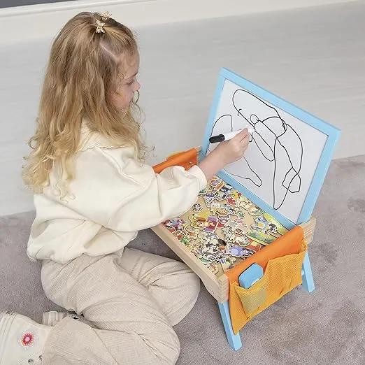 Bluey Creation Station – 100 Piece Wooden Creation Station Ideal for Coloring and Drawing – FSC Certified for Children 3 Years and Up