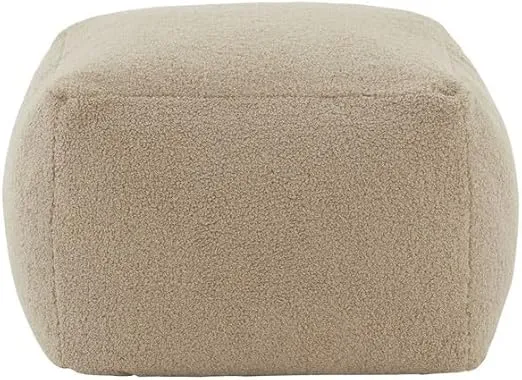 SAFAVIEH Couture Collection Samuels Light Brown Faux Shearling Ottoman Square Pouf (Fully Assembled)