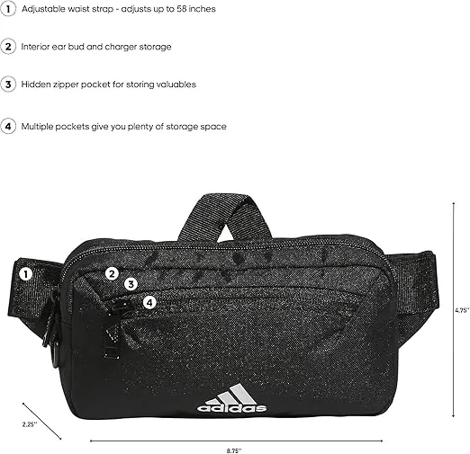 adidas Must Have 2.0 Belt Bag Crossbody Waist Pack with Adjustable Strap for Festivals and Travel