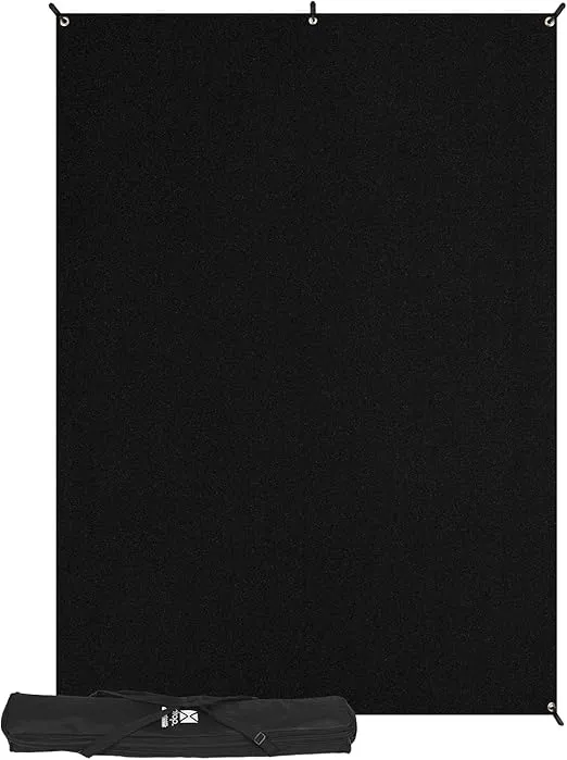 Westcott X-Drop Wrinkle-Resistant Photography Backdrop - Rich Black Kit (5' x 7') Quick Assemble, Portable Background for Portraits and Headshots