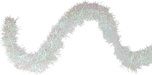 Northlight 50' Shiny White Irridescent Festive Christmas Tinsel Unlit-6 Ply Garland