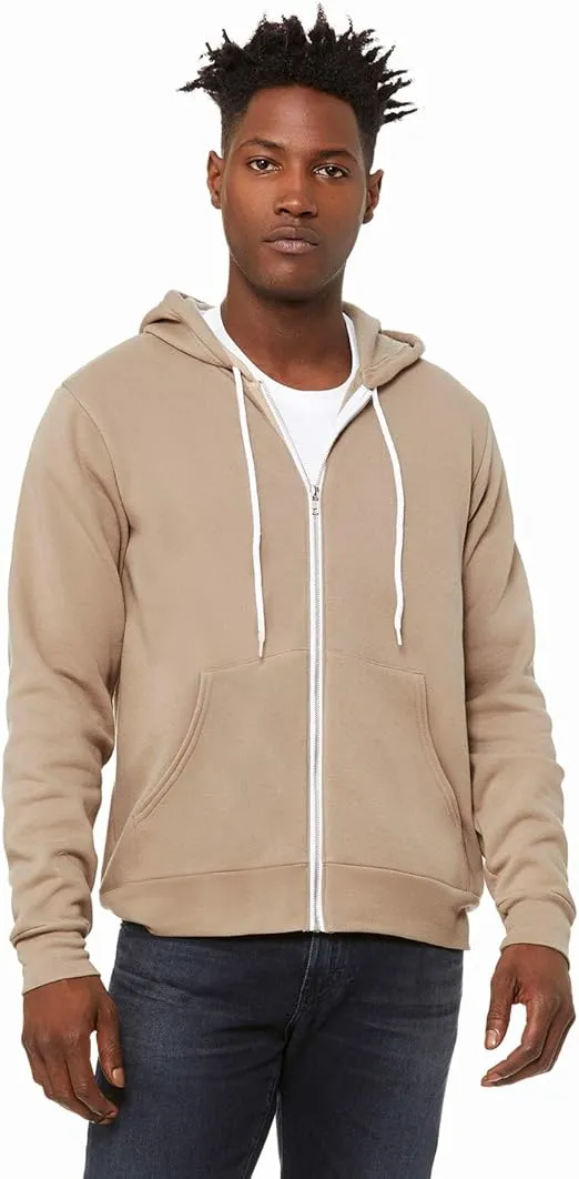 Bella & Canvas Men's 3739 Unisex Poly-Cotton Fleece Full-Zip Hoodie