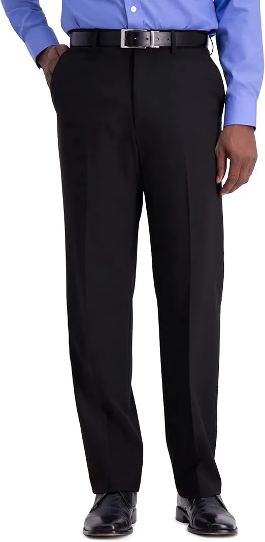 Haggar Men's Classic Fit Flat Front Flex Waistband Stretch Dress Pant