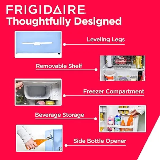 Frigidaire EFR176 Retro Compact Fridge with Chiller Mini Refrigerator with Built-in Bottle Opener for Office, Bedroom, Dorm Room or Cabin, 1.6 cu ft 16"D x 18"W x 18.5"H, Blue