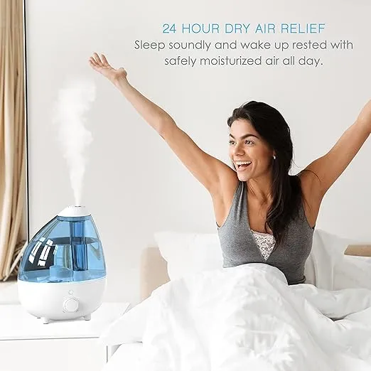 Pure Enrichment MistAire XL Ultrasonic Cool Mist Humidifier - All Day Operation for Large Rooms, 1 Gallon Tank, Variable Mist Control, Automatic Shut-Off, Whisper Quiet, and Optional Night Light