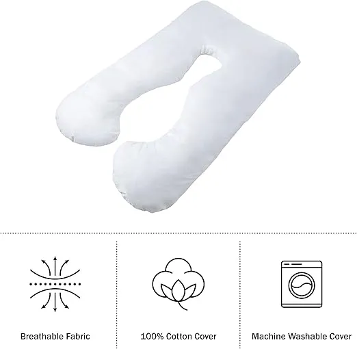 Pregnancy Pillow - U-Shaped Full Body Pillow with Removable Cover - Pregnancy Pillows for Sleeping - Body Pillows for Adults, Maternity Pillow, and Pregnancy Must Haves by Lavish Home (White)