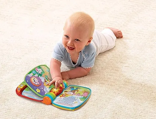 VTech Baby Musical Rhymes Book, Nursery Rhyme Book with 2 Modes of Play, Baby Sensory Toy with Music, Lights and Sound, Baby Book for Language Skills and Reading, Learning Toy for Ages 3 Months +