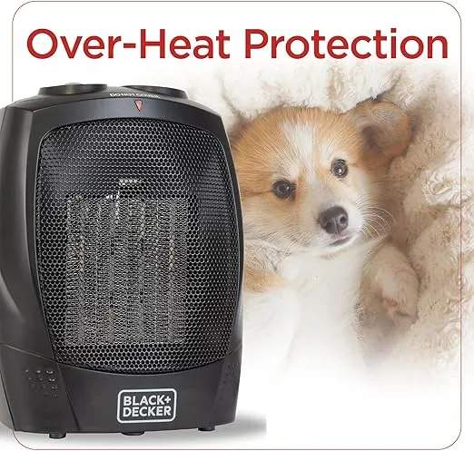 BLACK+DECKER Portable Space Heater, Room Space Heater with Carry Handle for Easy Transport