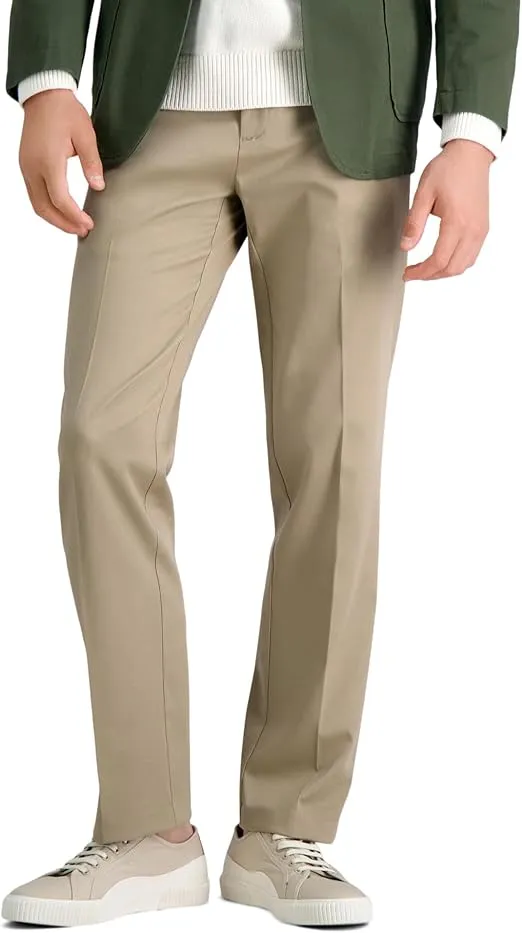 Haggar Men's Premium No Iron Khaki Straight Fit Flat Front Casual Pant