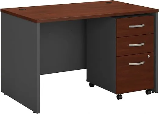 Bush Business Furniture Series C Office Desk with Mobile File Cabinet, 48W x 30D, Hansen Cherry