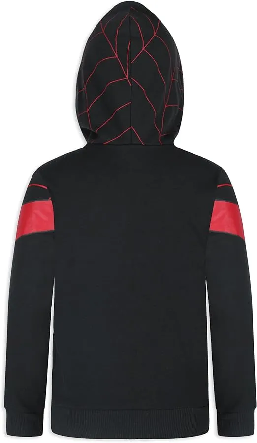 Marvel Miles Morales Spider-Man Boys Zip Up Hooded Sweatshirt for Toddlers and Big Kids