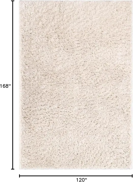 Superior Indoor Large Shag Area Rug with Non-Skid Foam Backing, Ultra-Soft and Fluffy Shaggy Rugs for Living Room, Bedroom, Office, Dining, Home Floor Decor, California Collection, Ivory, 10' X 14'