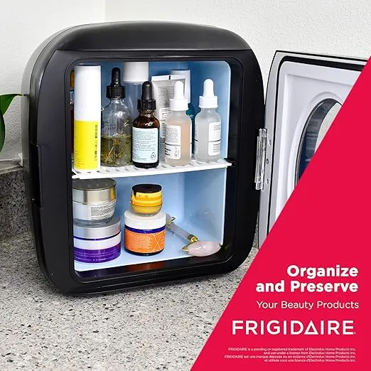 FRIGIDAIRE EFMIS462 Retro 12-Can Mini Personal Fridge Portable Cooler for Car, Office, Bedroom, Dorm Room, or Cabin, 11.22"D x 12.6"W x 12.6"H, Black