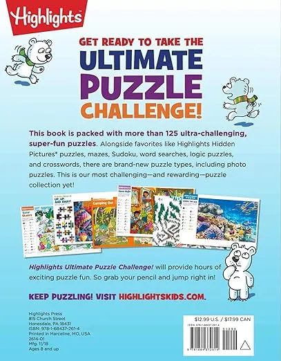 Ultimate Puzzle Challenge!: 125+ Brain Puzzles for Kids, Hidden Pictures, Mazes, Sudoku, Word Searches, Logic Puzzles and More, Kids Activity Book for Super Solvers (Highlights Jumbo Books & Pads)
