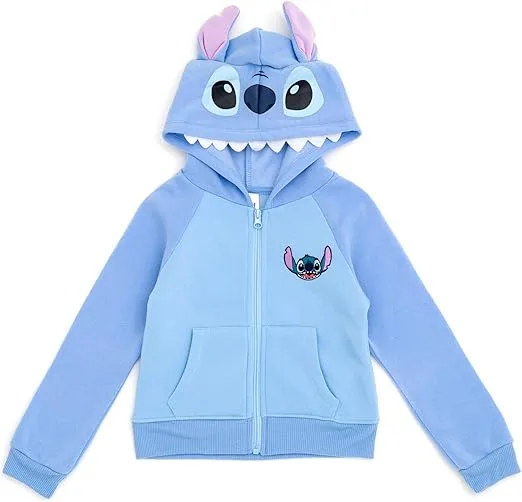 Disney Classics Girls Fleece Zip Up Cosplay Hoodie Toddler to Big Kid Sizes (2T - 14-16)