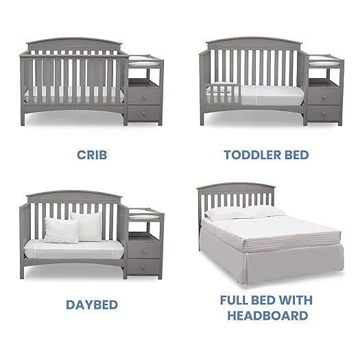 Delta Children Abby Convertible Crib and Changer, Grey