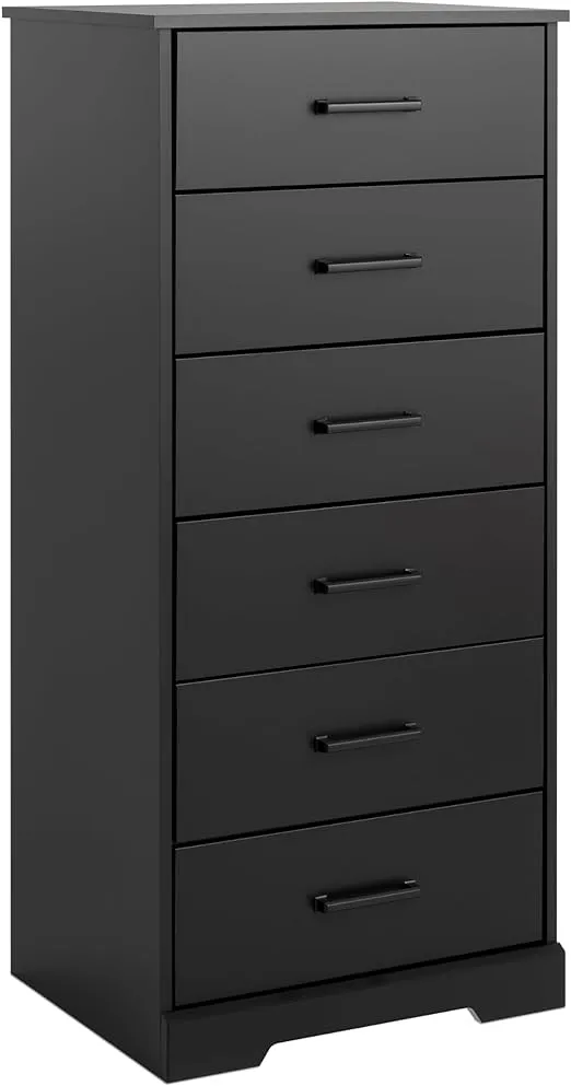 Prepac Rustic Ridge Farmhouse Dresser, Black Dresser for Bedroom, Chest of Drawers with 6 Drawers 18.5" D x 23.75" W x 51.5" H, BDBH-1606-1