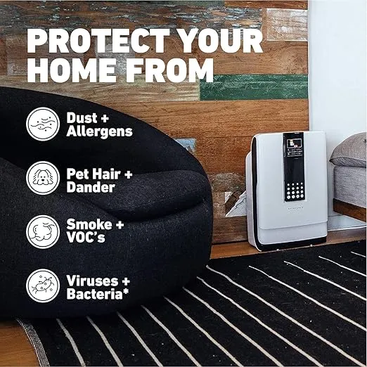 HATHASPACE Smart Air Purifiers - True HEPA Air Purifier, Cleaner & Filter for Allergies, Smoke, Pets - Eliminator of 99.9% of Dust, Pet Hair, Odors - HSP001-700 Sq. Ft.