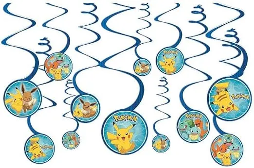 amscan Pokemon Hanging Swirl Decorations, Multicolor, 12 Count