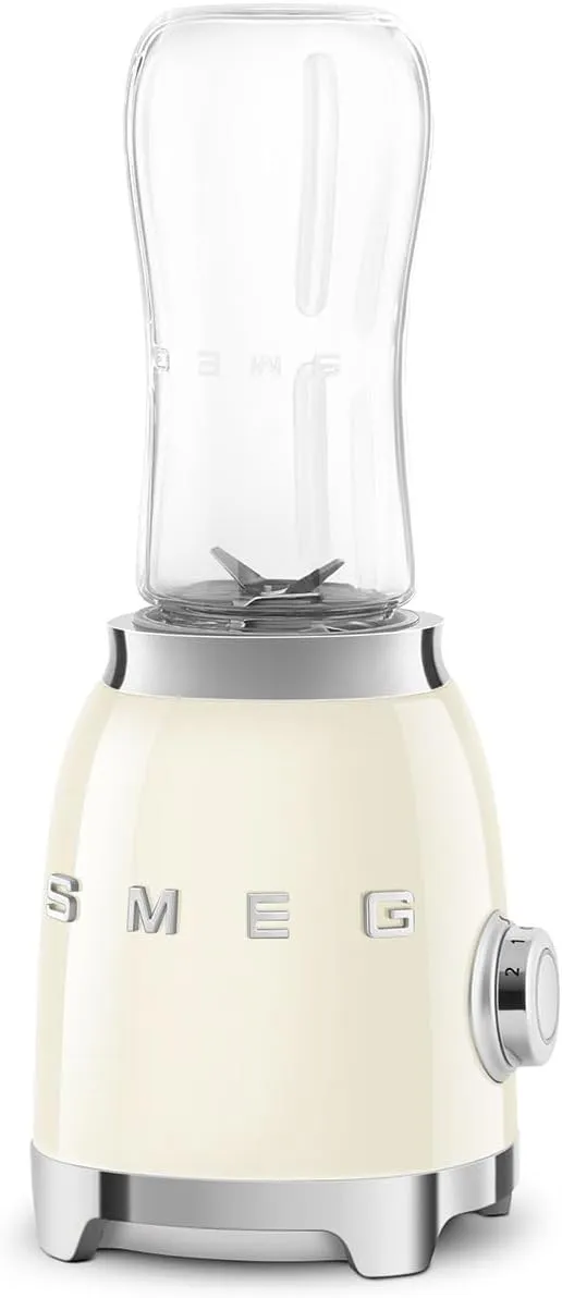 SMEG 50's Retro Style Personal Blender with Backlit Knob and Two 600 ML BPA Free bottles PBF01CRUS Cream