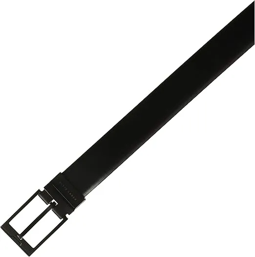 Perry Ellis Big and Tall Cop Burnished Edges, Black Prong Buckle, Matte Reversible Leather Belt for Men