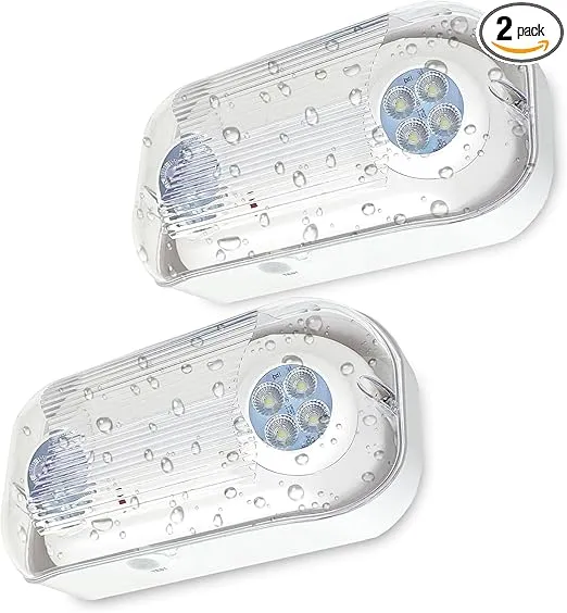 LFI Lights Outdoor Emergency Light - Wet Location Rated, Battery Backup, Adjustable Heads, UL Listed (2 Pack), Commercial & Residential Use, Egress Lighting, Weatherproof