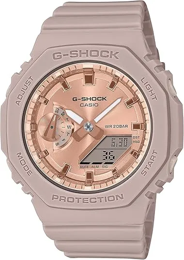 G-Shock Casio Analog-Digital Pink Gold-Tone Dial Pink Resin Strap Watch - GMAS2100MD4A