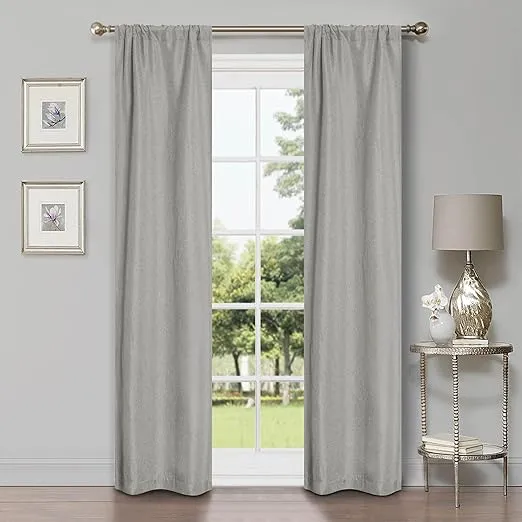 Superior Blackout Curtains, Room Darkening, Bedroom, Drapes, Kitchen, Living Room Window Accents, Sun Blocking, Thermal, 2 Pack, Linen Pattern Blackout Curtains, Set of 2, 26" x 84", Marshmellow