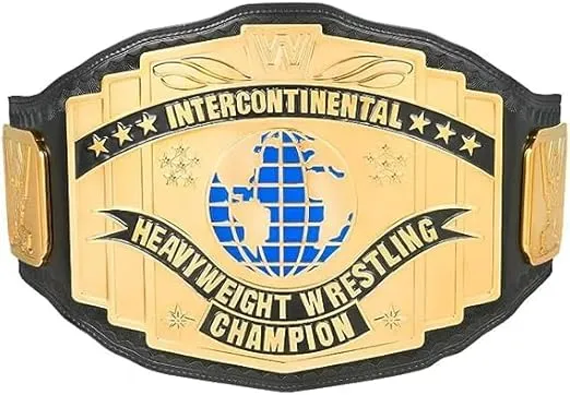 Intercontinental World Heavyweight Wrestling Championship Title Belt Replica, Universal Championship Title Belt - Adult Size, Black