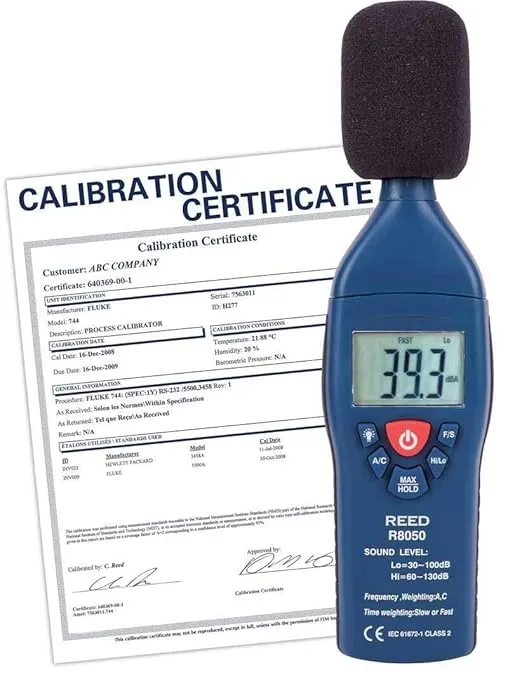 REED Instruments R8050 Sound Level Meter, Type 2, 30 to 130 dB,