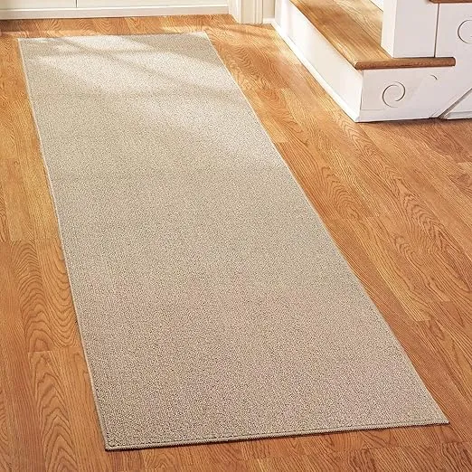 Collections Etc Extra-Wide and Extra-Long Skid-Resistant Floor Runner Rug for High-Traffic Flooring Areas, Including Entryways, Hallways, Foyers and Kitchens, Sand, 28"X90"