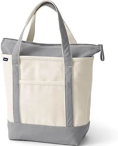 Lands' End Zip Top Canvas Tote Bag