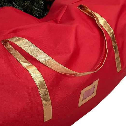 Simplify Holiday Décor Storage Bag | Christmas Decorations Organizer | Hold Artificial Tree up to 6 Feet Tall | Collapsible Duffle | Red