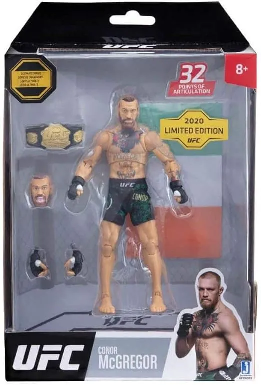 UFC Ultimate Series Limited Edition Conor McGregor, 6 Inch Collector Action Figure - Includes Alternate Head and Gloved Hands, Fight Shorts, Belt and Irish Flag Accessory