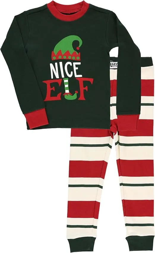 Lazy One Matching Family Christmas Pajamas, Elf Matching Christmas PJs for Family, Adult Tees & Pants Separates