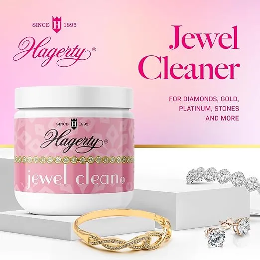 Hagerty Jewelry Cleaner - Professional Jewelry Cleaning for Diamonds, Gold, Platinum, Precious Stones and More - Kosher Certified Jewelry Cleaning Kit Includes Dipping Basket and Brush, 7 Oz