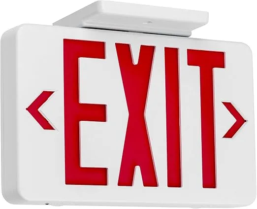 Gruenlich LED Exit Sign, Emergency Light with Double Face and Battery Backup, UL 924 Qualified, AC 120/277V, US Standard Hardwired Red Letter Exit Lights for Business, 1-Pack