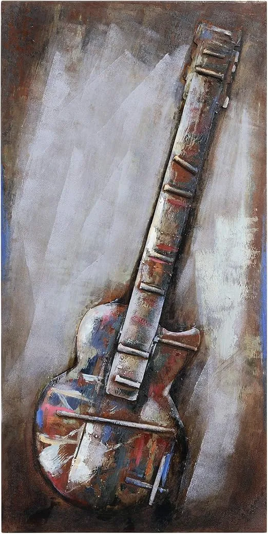 Empire Art Direct Electric Guitar Mixed Media Iron Hand Painted Dimensional Wall Art, 48" x 24" x 2.8", Ready to Hang