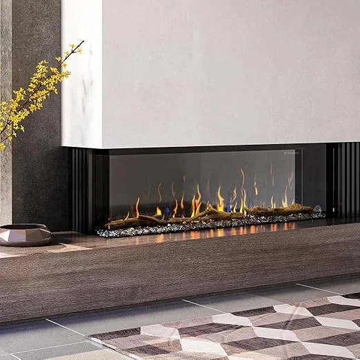 Dimplex IgniteXL Bold 60-in Built-in Linear Modern Electric Fireplace with Multiple Display Options, Multi-Colored Flames | with Crystals and Driftwood Logset, Model: XLF6017-XD