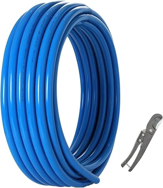 1/2 Inch PEX-B Pipe/Tubing, 1 Blue Roll x 100 Feet Length PEX Tubing Pipes, for Potable Hot/Cold Water Plumbing Application, with Pipe Cutter