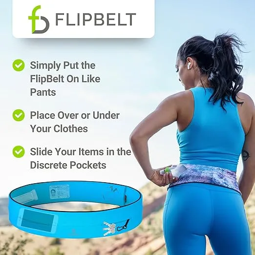 FlipBelt Classic Running Belt, Running Fanny Pack for Women and Men, USA Company