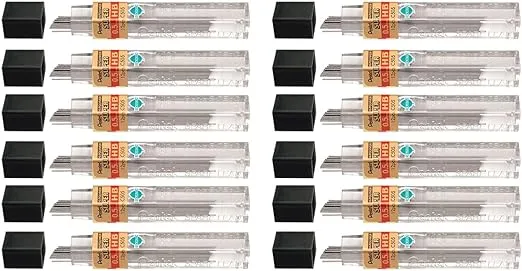 Pentel Super Hi-Polymer Lead Refills, 0.5mm, 12 Leads per Tube, Black (C505-HB)