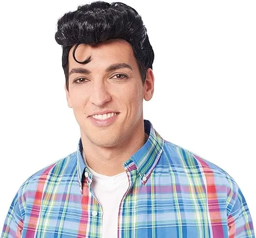 Costume Culture Men's Plus Doo Wop Wig, Black, One Size