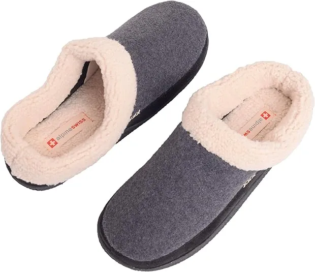 Alpine Swiss Paul Mens Memory Foam Fleece Clog Slippers House Shoes