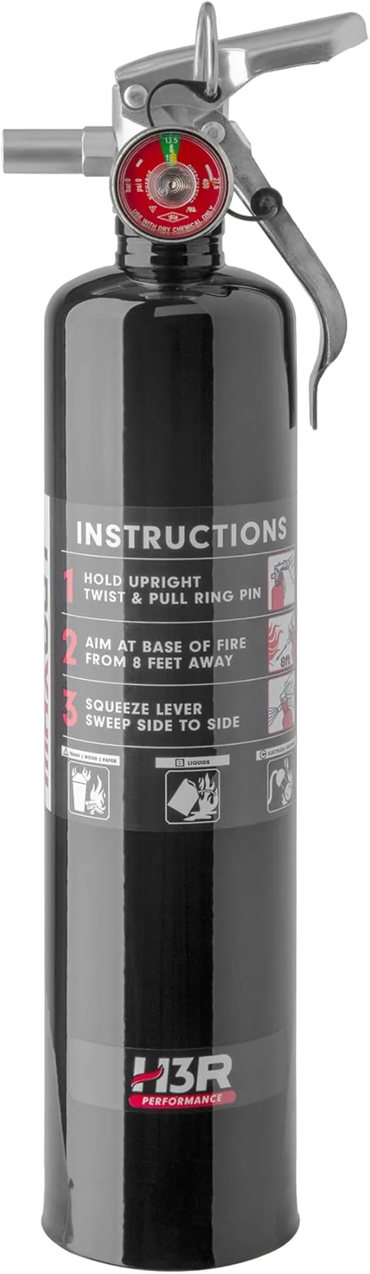 2.5 lb. ABC Fire Extinguisher – Black | Refillable Car, Jeep, Truck, Off-Road, UTV & Marine Safety | Includes Mounting Bracket, Home & Vehicle Fire Protection