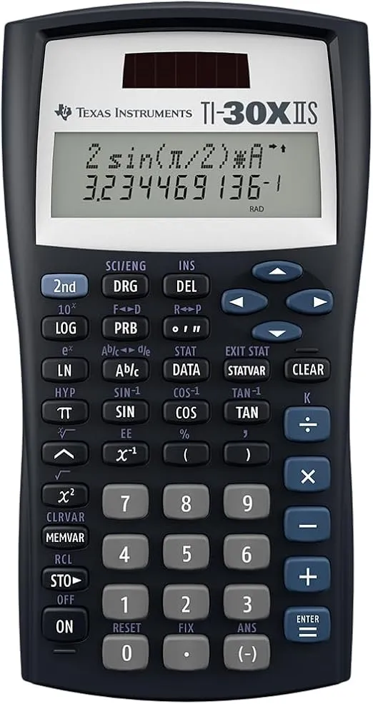 Texas Instruments TI-30XIIS Scientific Calculator, Black with Blue Accents