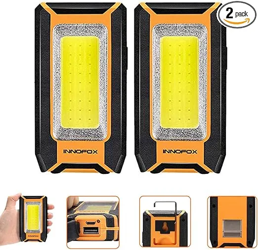 2pack LED Rechargeable Magnetic Work Light 40W 1500Lumens, Hanging Hook 3 Lighting Modes, Job Site Lighting for Car Repairing, Camping, Working, and Hurricane