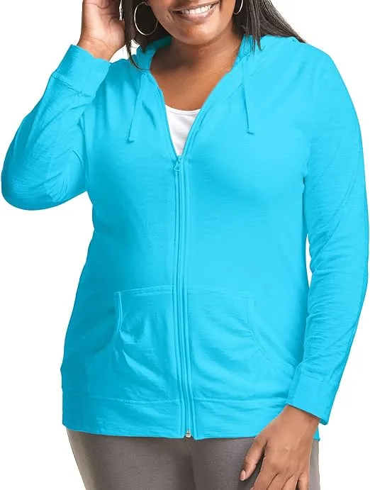 Just My Size Women's Full Zip Slub Hoodie Plus Size