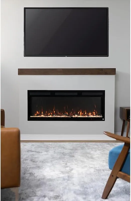 Touchstone Smart Electric Fireplace-The Sideline Fury 50 Inch Wide- 4.5 Inch Thin In Wall Recessed-100 Realistic Flame/Ember Bed Color Combos-Heater w/Thermostat-Larger Viewing Area-Alexa/WiFi Enabled