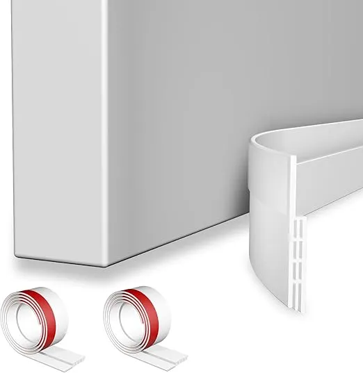 2 Pack Door Draft Stopper for Bottom of Door, Under Door Sweep for Exterior & Interior Doors, Adjustable Weather Stripping Door Seal, Soundproof & Cold Air Blocker Insulation (White, 39" L)